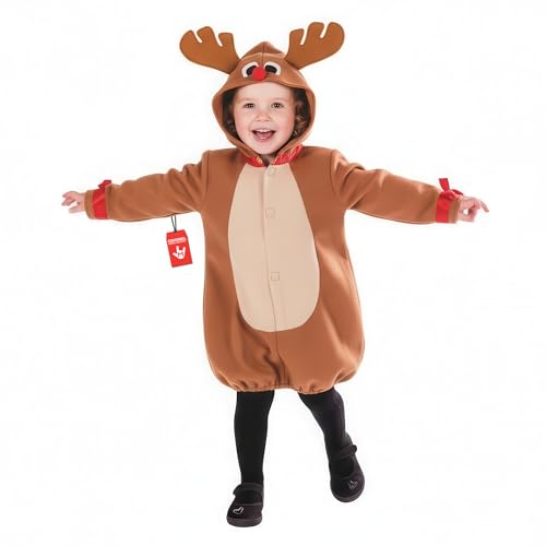 Fun Shack Disfraz Reno Niño, Traje Reno Niño, Disfraz Reno Niña, Disfraz Niña Reno, Disfraz Reno Bebe, Disfraz Ciervo Niño, Disfraz Ciervo Niña, Disfraz Navidad Niño Talla 3-4 Años