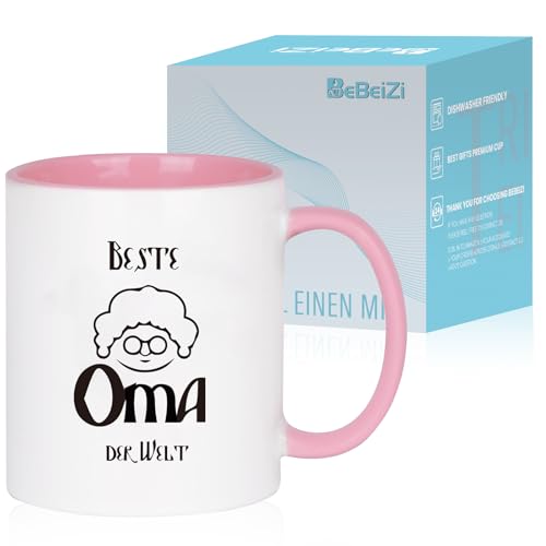 BeBeiZi Tasse, Keramik Kaffeetasse mit 330ml, Geschenk für Oma, Weihnachten, Geburtstag, Modern Geschenk, Beste Oma-weiß