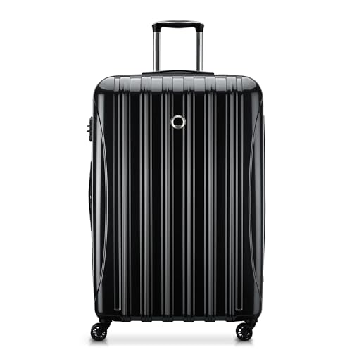 DELSEY PARIS Helium Aero Hardside Expandable Luggage with Spinner Wheels, Black, Checked-Large 28 Inch