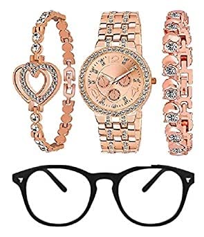 BID Latest Collection Analogue Womens Watch(Rose Gold Dial Rose Gold Colored Strap)-New_GEVENA_Diamond_&_Copper_braclet (B09FYF1BTR) Amazon Price History, Amazon Price Tracker