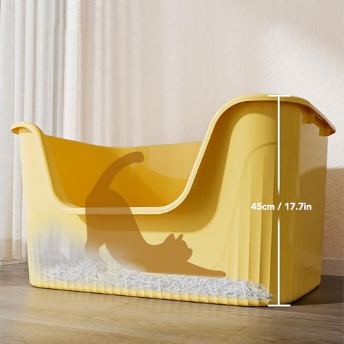 Caixa de Areia para Gatos Grande, Lados Altos, Aparência Simples, Entrada Baixa, Bandejas Grandes pa