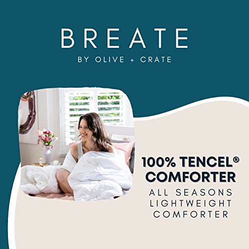 Olive + Crate Cooling Eucalyptus Comforter Tencel Fiber Down Alternative Queen Size | Cool Sleep Will Be A Breeze For Hot Sleepers | Temperature Regulating Cool To The Touch Like Our Sheet Sets #TOP1