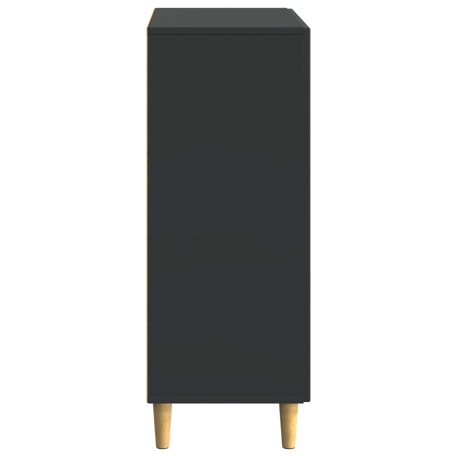 Credenza nera, 66 x 34,5 x 90 cm, in legno, con 3 cassetti e porta basculante a 90°, per soggiorno, sala da pranzo, corridoio, ufficio