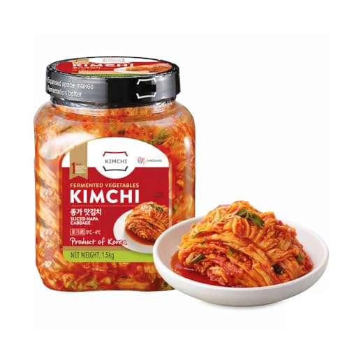 Naturally Fermented Kimchi Sliced Korean Napa Cabbage. GutHealthy & Delicious Korean-Style Gluten-Free | 1.5kg (1.5kg Pack of 1)