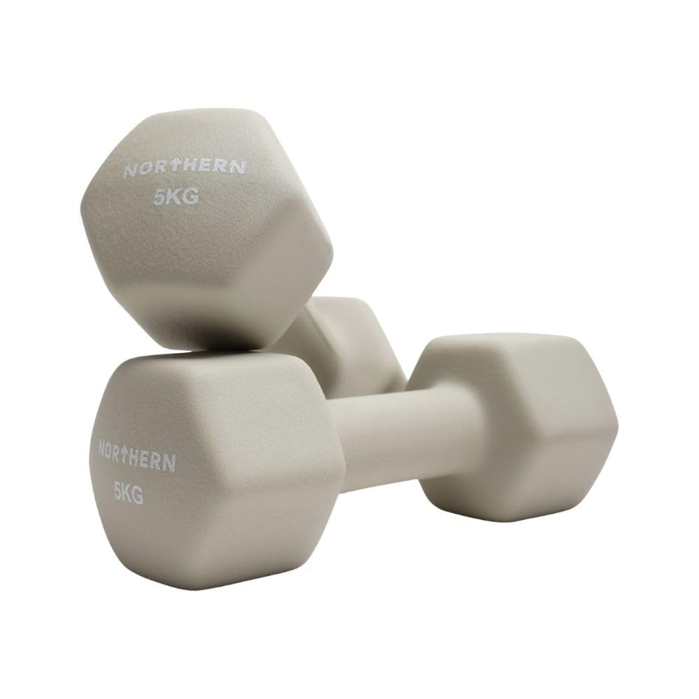 Northern Natural Stone Neoprene Hex Dumbbells Pair, 1kg–8kg Hand Weights for Home Gym Strength Training, Non-Slip Hexagonal Dumbbells for Fitness, Aerobics, Yoga & Toning (5kg x 2)