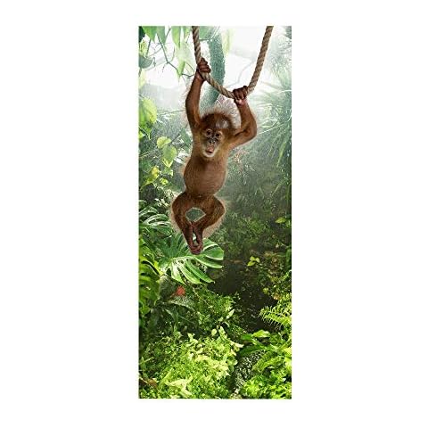 Oxiang 3D Forest Monkey Door Sticker Cover