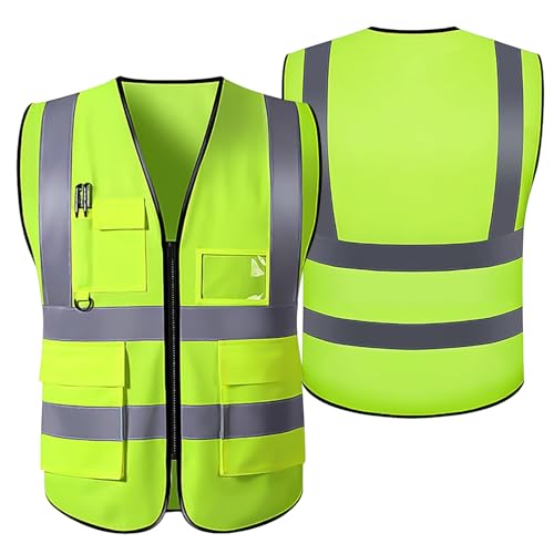 2-Pack Reflective Safety Vest for Men Women, High Visibility Security Vest With Pocket Zipper Front Meet ANSI/ISEA Standard