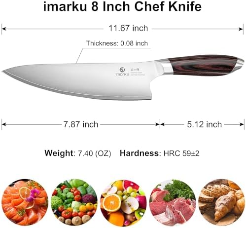 imarku Chef Knife, Japanese Kitchen Knife 8 Inch with High Carbon Stainless Steel, Ultra Sharp Edge Utility Knife, Ergonomic Pakkawood Handle Cooking Knives for Home Cooks and Chefs,Birthday Gift - 2