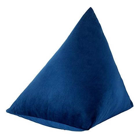 Cushoo - 100% Velvet Cushion in Navy Blue, Pyramid Scatter Decorative Pillow Cover for Sofa | 40cm, 16in Cover