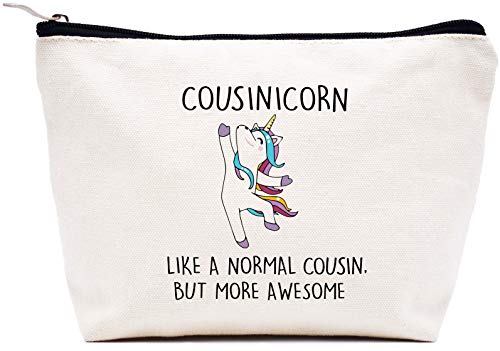 LIBIHUA Cousinicorn Like A Normal Cousin But More Awesome –Makeup Bag Cosmetic Bag Travel Pouch Unicorn Gift for Cousin – Birthday Christmas Graduation Wedding Gifts for Women