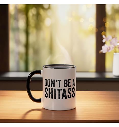 Taza de cerámica Don't Be A Shitass negra/blanca miniatura 3