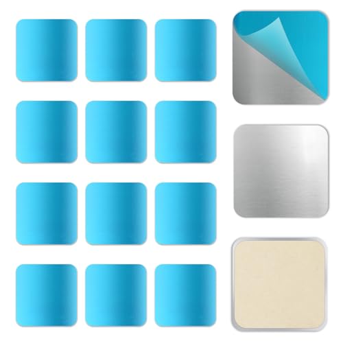 Image of 12 Pcs Under Cabinet Light Magnetic Strip, Replacement Magnetic Strips with Adhesive Backing for Cabinet Lights - Iron Sheet for Cabinet Lighting(3.4CMx3.4CM Not Magnets)