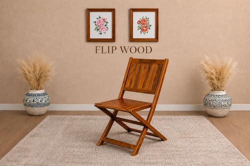 Image of Solid Sheesham Wood Folding Patio Chair Set of 2 | Portable Wooden Chairs for Balcony, Garden &Indoor Seating | Patio Seating Furniture for Balcony & Lawn Use (Honey Finish, Set of 2)