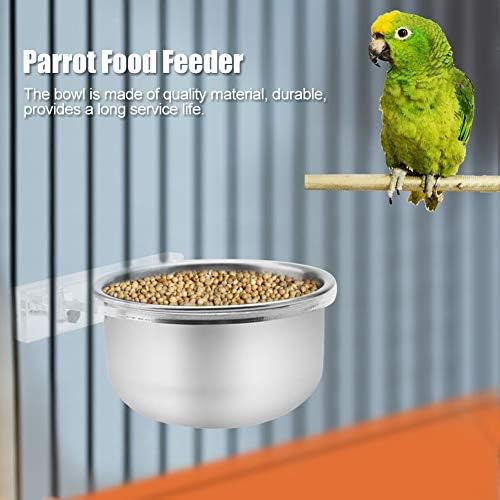 Bird Feeding Dish Cups Stainless Steel Parrot Food Bowl Animal Cage Water Food Bowl Feeder Bird Cage Cups Holder with Clamp Holder for Bird Parrot