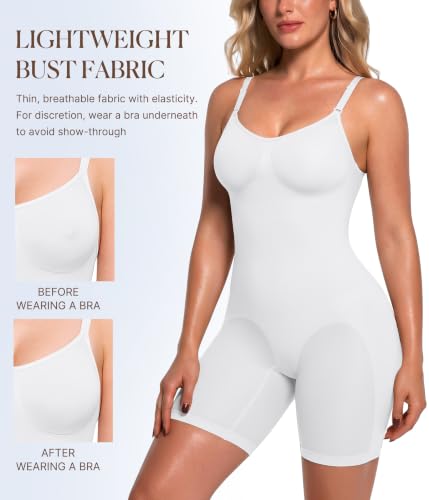 Image of BRABIC Waist Trainer Bodysuit for Women Tummy Control Shapewear Round Neck Seamless Butt Lifter Full Body Shaper