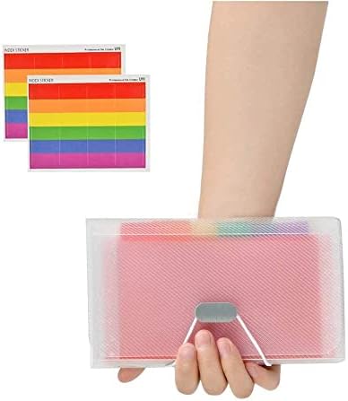 2 pcs Mini Document File, 13 Pockets Small Accordion File Organizer Plastic Expanding Ticket Folders Colored 24 Labels Index Case(7.1 x 4.45 x 1.1 inch)