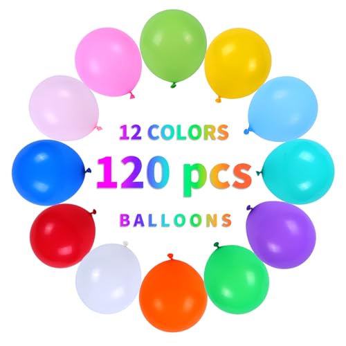 Jsocoah Balloons Assorted Colors, 12 Inches (120 Pack) Rainbow Balloons, Thickened Latex Balloons for Kid\'s Birthday Party, Colorful Balloons, Bright Color Party Balloons, Exquisite Rainbow Balloon - Thumbnail 2