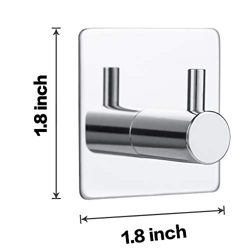 Bylion 4 Pack Silver Adhesive Wall Hooks, Adhesive Chrome Hooks Bathroom Towel Hooks Chrome Sus 304 Stainless Steel Wall Hooks, Heavy Duty Waterproof Hooks, Robe Hooks For Bathroom Kitchen Bedroom #TOP1
