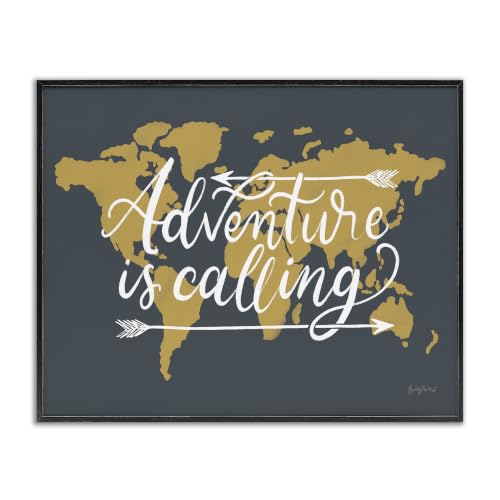 Adventure Calling World Map Arrows, 16 x 20 Inch Framed Giclée Print