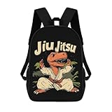 Jiu Jitsu Dinosaur 17 Inch Backpack Classic Travel Daypack with Adjustable Shoulder Straps for Men Women