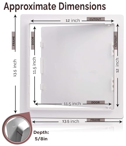 Morvat Access Panel 12x12 Inch for Drywall & Ceiling with Door, Heavy-Duty Durable ABS Plastic & Easy Install Access Box, Wall Hole Cover Plate for Plumbing & Electrical Cables & Wiring, White - Thumbnail 2