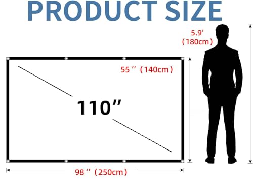 Image of TRENDING 110 inch Projector Screen 16:9 Foldable Anti-Crease Portable Projector Movies Screens for Home Theater Outdoor Indoor (110 inch)