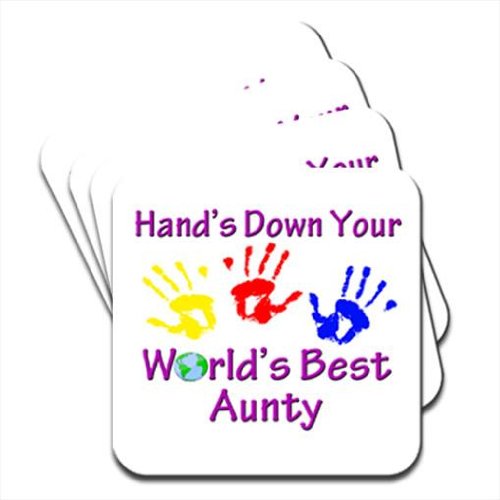 Hand's Down World's Best Aunty Set of 4 Premium Wooden Coasters