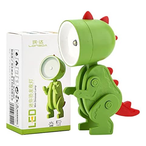 TIAASTAP Night Light, LED Cute Night Lamp, Cartoon Mini Desk Lamp Adjustable Phone Holder for Kids Children Baby Girls Boys Bedroom Decor Gifts (Dinosaur, Green) Cover