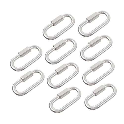 SOLUSTRE 10pezzi Moschettone per Catena Maglie Rapide Vite ad Anello Connettore per Corda per Amaca Altalena Rimorchio da Campeggio Antiruggine e Resistente alla Corrosione
