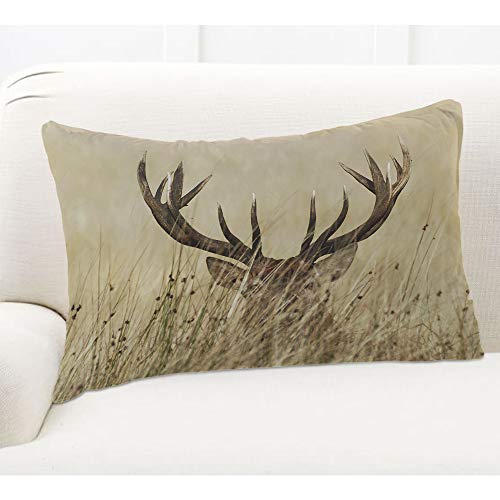 Ekobla FBA-PILLOW-LUX-A02 Throw Pillow Cover Stag Deer Antler Moose Elk Horn African Safari Wild Exotic Nature Decor Lumbar Pillow Case Cushion For Sofa Couch Bed Standard Queen Size 20X30 Inch thumb #4