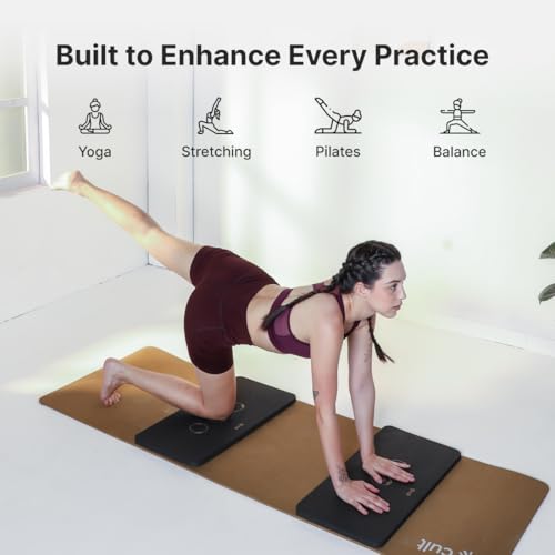 Image of CULT EVA Yoga Knee Pads for Men & Women (Pack of 2) Black 20mm Thick Non-Slip Joint Support Cushion for Yoga, Pilates, Meditation & Floor Exercises Lightweight, Durable & Portable Fitness Accessory