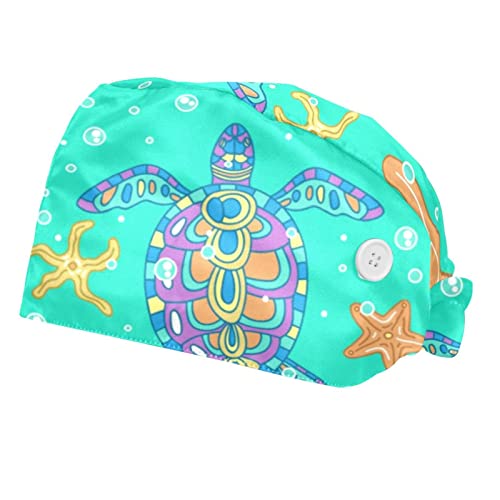 Chapeaux bouffants 2PCS pour la cuisine et les soins à motif feuille d'algue