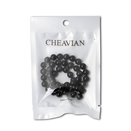 CHEAVIAN 45PCS 8mm Natural Golden Obsidian Gemstone Round Loose Beads Crystal Energy Stone Healing Power for Jewelry Making 1 Strand 15"