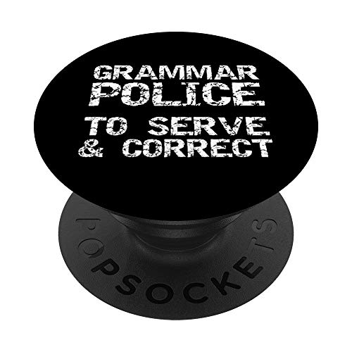 Distressed English Teacher Gift for Men Funny Grammar Police PopSockets Support et Grip pour Smartphones et Tablettes