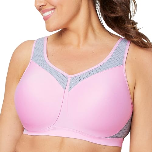 Full Figure Plus Size High Impact Wonderwire Sports Bra Underwire #9066 Pink/Gray 36H