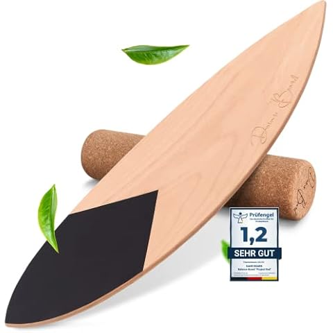 DANS BOARD® - Project RED Next Gen. Balance Board - Made in Germany - Rocker-Profil + Gun-Shape - Surf Balance Board inkl. Korkrolle - Ideal für In- & Outdoor Cover