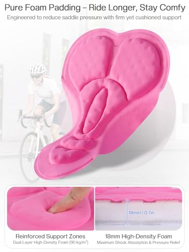 BERGRISAR Pantalones cortos de ciclismo acolchados 4D para mujer, con bolsillos, pantalones cortos de ciclismo, Negro -, Large - imagen 2