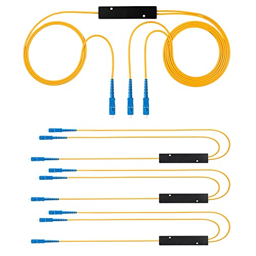 GwliUni 4PCS Fiber Optic Cable Splitter with 1 to 2 Distribution Channel 50:50 Ratio Wiring Coupler for GPON,FTTH,CATV System (SC-UPC 1 to 2)