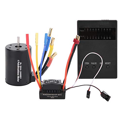 Bezszczotkowy Silnik 3900KV, ESC 60A z kartą programową, dla Samochodu 1/10 RC, Najwyższa Siła Odwrotna, średnia Startup, Czarny