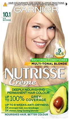 Garnier Nutrisse Permanent Hair Dye, Natural-looking, hair colour result, For All Hair Types, 10.1 Ice Blonde