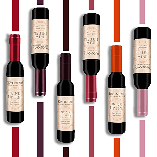 Sovoncare 6 Color Wine Lip Tint, Matte Liquid Lipstick Waterproof Natural Lip Stains Set Long Lasting Wine Bottle Lip Gloss Makeup Gift Idea For Girls & Women #TOP6