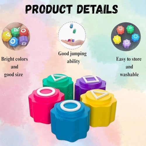 Image of GRAPHENE Gonggi Game Set Korean Stones Plastic Dices Playing Pieces with Storage Case Squad Traditional Korean Catching Game Travel Friendly Helpful to Enhance Motorskills (Set of 5 pcs)