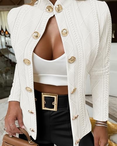 Image of CHICME Women's Argyle Cable Knit Cropped Jacket