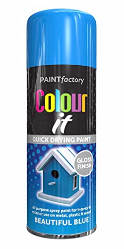AlezyB - Beautiful Blue Gloss 400ml All Purpose Spray Paint | Use on Metal, Wood, Plastic and Multipurpose Aerosol Professional Quality Perfect Finish, for Interior Exterior and Excellent Coverage