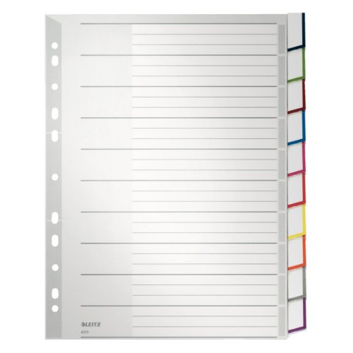 10 X LEITZ Plasticregister Blan.A4 PP 10BL 4370-00-00
