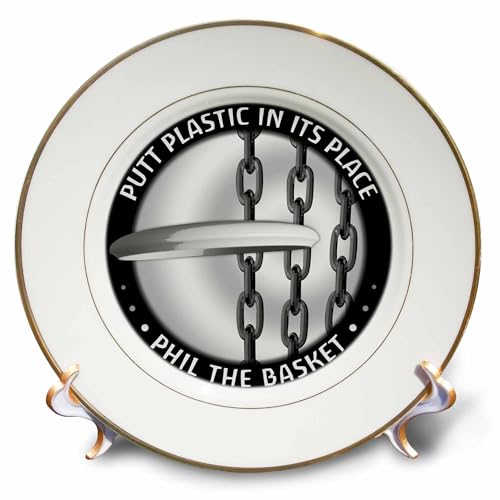3dRose cp_18150_1 Phil The Basket 2 Frisbee Disc Golf Putter Thrown Into The Chains of a Basket Porcelain Plate, 8