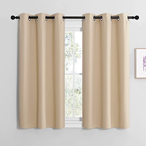 Image of NICETOWN Room Darkening Draperies Window Curtain Panels, Thermal Insulated Grommet Room Darkening Curtains for Bedroom (Biscotti Beige, 2 Panels, W42 x L48 -inch)