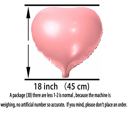 Pink Heart Foil Mylar Balloons - Metallic Heart Shaped Balloons Foil For Valentines Day Party Wedding Bachelorette Girls Birthday Baby Shower Party Favors Heart Mylar Balloons Decorations, 30Pc #TOP2