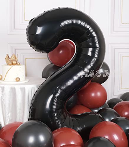 Aule 40 Inch Big Black 2 Balloon Number Large Foil Helium Number Balloons 0-9 Jumbo Giant Happy 2Nd Birthday Party Decorations For Boy Or Girl Huge Mylar Anniversary Party Supplies #TOP2