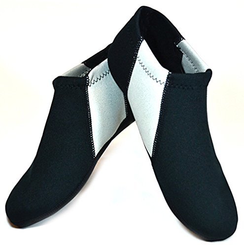 NuFoot Booties Men's Shoes, Best Foldable & Flexible Footwear, Fold and Go Travel Shoes, Yoga Socks, Indoor Shoes, Slippers, Black and Gray Stripe, Small
